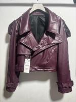 Chaqueta recortada de estilo europeo, chaqueta de cuero genuino roja para espectáculos y desfiles, novedad de 2025 - details 5