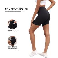 Pantalones cortos de motociclista de cintura alta para mujer con bolsillos súper suaves sin transparencias entrenamiento correr Yoga atlético Push Up gimnasio - details 4