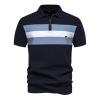 Polo de punto acanalado texturizado para hombre, camiseta de manga corta transpirable y fresca, novedad de verano, 2024 - details 1