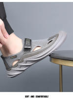 👍 🧡 🤞   Sandalias de hombre de cuero con bolsa de malla, puntera hueca, verano 2025, nuevas, transpirables, para exteriores, informales, zapatos de playa, con agujeros, estilo papá. - details 9