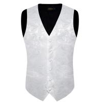 Chaleco de traje de esmoquin de moda con corbata, chaleco de cachemira de lujo para boda y graduación, azul, verde, rojo sólido, negro, plata, rosa - details 6