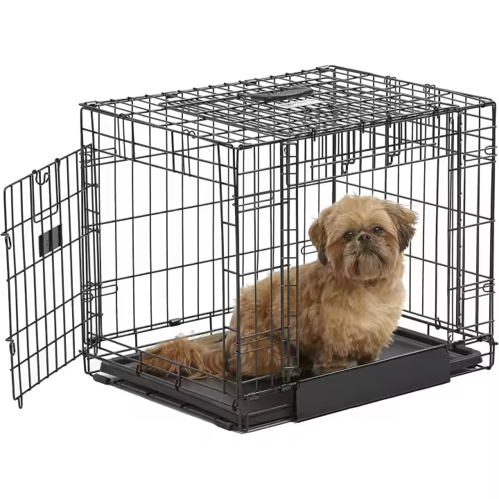 MidWest Homes for Pets Ovation modelo 1924DD Jaula para perros recién optimizada, con doble puerta, bandeja a prueba de fugas, patas protectoras de 60,96 cm de largo, color negro - 1