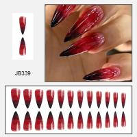 24 UDS parche degradado rojo sangre largo puntiagudo falso conjunto completo kit de uñas de Halloween usable - details 1