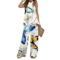 Conjunto de Dos Piezas para Mujer Sin Mangas Camiseta Ajustada, Pantalones Grandes, Moda de Oficina - details 0