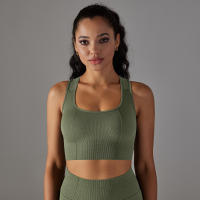 Nessaj-Sujetador deportivo sin costuras, top a prueba de golpes, cómodo Chaleco de gimnasio, color sólido, para entrenamiento, correr - details 12