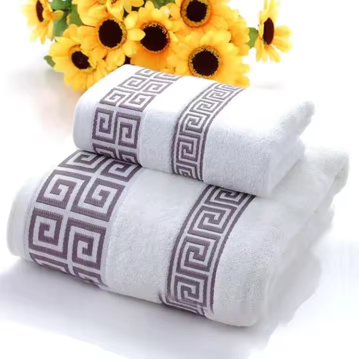 Juego de 2 uds. De toallas deportivas bordadas de algodón 100% negro para baño, regalo de Navidad, uso doméstico y hotelero - 1