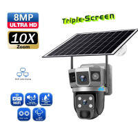 Cámara de vigilancia de pantalla Triple con energía Solar, cámara inalámbrica remota para teléfono móvil a todo Color, día y noche, para exteriores - details 0