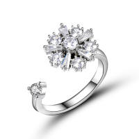 Anillo giratorio de flor de molino de viento con copos de nieve de circonio de cristal a la moda para mujeres y niñas, joyería para fiesta, regalo antiestrés - details 31