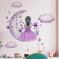Pegatinas de Pared de Mariposa Niña Decalque de Pared de Hada de Flor de Luna - details 3