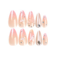 Uñas Falsas de Almendra con Brillantes Cubierta Completa, Sin Desvanecimiento, Artificial para Experts y No Expertos - details 0