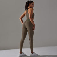 Conjunto de Yoga sin costuras para mujer, ropa deportiva para gimnasio, sujetador de entrenamiento, mallas para correr de cintura alta, para Fiess - details 23