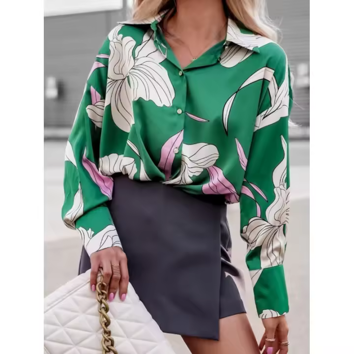 Nuevo Camisa estampada de manga larga Top informal suelto - 1