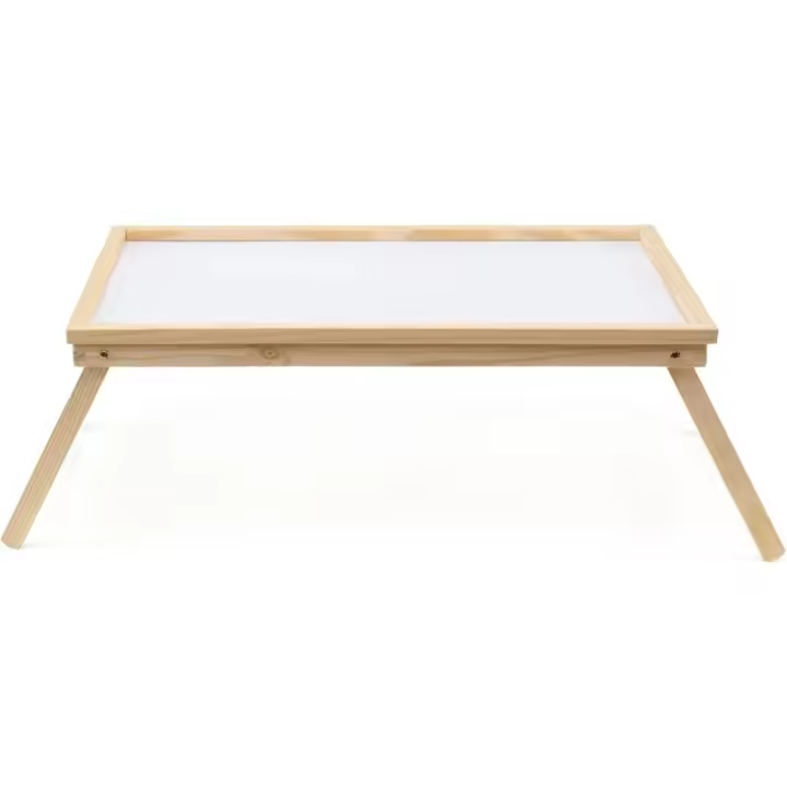 Mesa Plegable de Bambú Altura: 20 cm x Largo: 63 cm x Ancho: 30 cm Color Blanco y Natural - 1