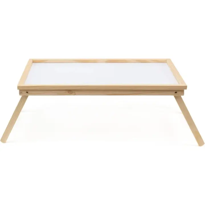 Mesa Plegable de Bambú Altura: 20 cm x Largo: 63 cm x Ancho: 30 cm Color Blanco y Natural - 1