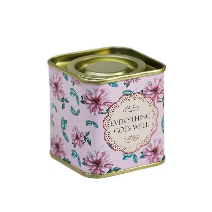 Caja de lata decorativa para té, lata de té de Metal pequeña cuadrada, té portátil sellado - 1