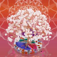 Árbol de Piedras Curativas de 7 Chakras Hoja de Ámetista Envoltura en Hilo de Ágata Natural - details 4