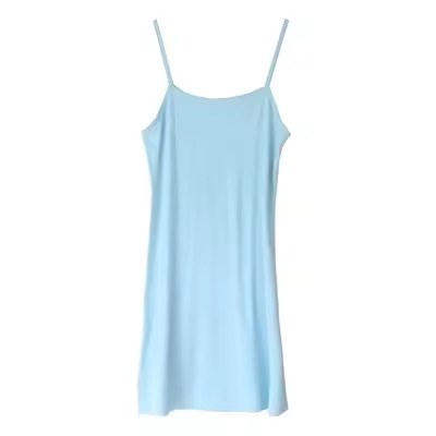 Vestido largo medio con tirantes finos, ropa interior básica de talla grande, enagua suave, sólida, para verano - 1