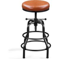 Taburete sintético Alto Redondo Ajustable en Altura con Dos reposapiés, Silla de Cocina con Marco de Metal para Cocina, Restaurante Bistrot Negro - details 26