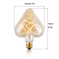 Bombilla Edison Vintage de 4W, bombilla LED amarilla cálida de 2300K, filamento suave Retro E27, corazón de cinco estrellas, G95, diamante para lámpara de decoración - details 1