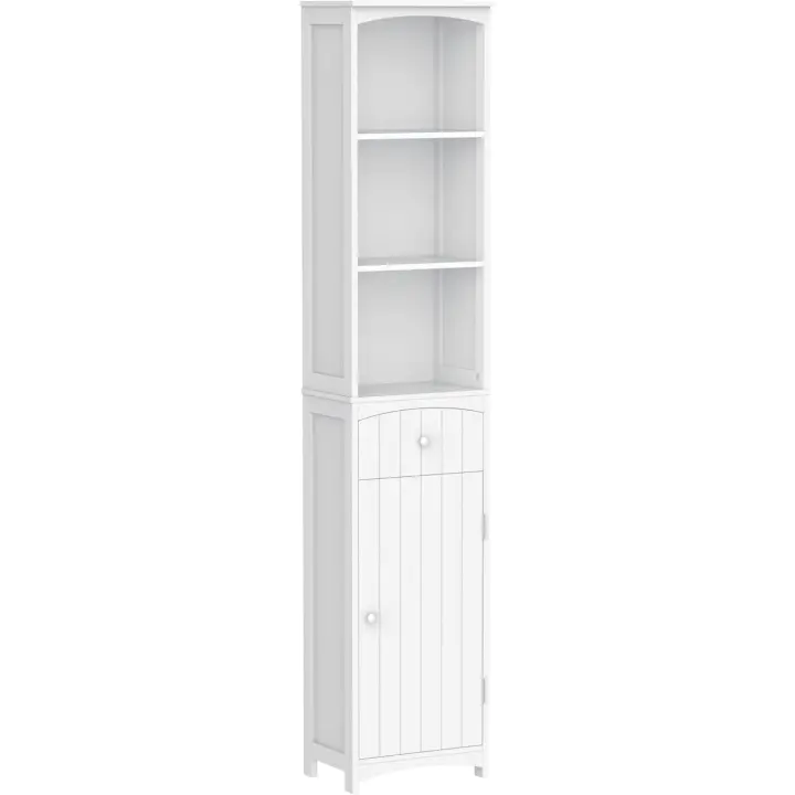 Columna Multiusos Estantes y 1 Cajón 34x24x170 cm Blanco - 1