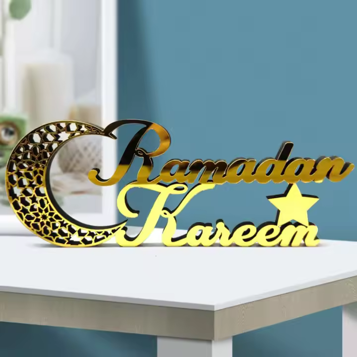 Adorno acrílico de Ramadán, decoraciones Eid al-fitr, Luna, estrella, Castillo, artesanías con forma de Castillo, decoración festiva islámica musulmana, regalo de fiesta, 2025 - 1