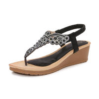 Sandalia 2025 Nuevas sandalias de moda con diamantes de agua Zapatos de mujer con tacón inclinado y parte inferior gruesa - details 1