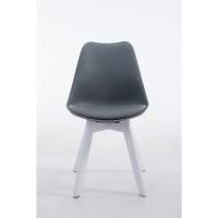 Butaca De Salón Borneo V2 En Simil Cuero & Base De Madera I Silla De Comedor En Estilo Nórdico, Color:Gris, Color del Marco:Blanco - details 2