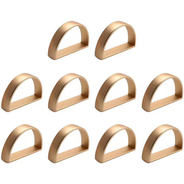 10 piezas de servilleteros dorados, soportes de anillos de Metal para servilletas, soporte de anillo de diseño moderno, hebillas de servilleta semicirculares de Metal - 1