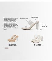 Transparente tacones altos verano cuero nueva celebridad de Internet versátil zapatillas exteriores con falda cristal grueso tacón sandalias mujeres - details 3