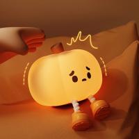 Luces LED de noche para niños, lámpara de silicona segura de calabaza, sincronización recargable por USB, decoración de cabecera, luz nocturna suave para bebés, regalo de Halloween - details 5