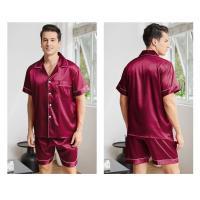 Traje de casa con solapa para hombre en verano, pijama delgado, ropa de casa holgada para hombre y talla grande - details 37