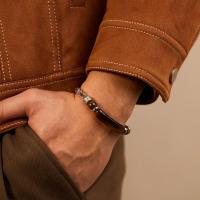 Pulsera vintage de moda para hombre – Piedra de ojo de tigre y cadena de acero inoxidable – Joyería de acero de titanio - details 9