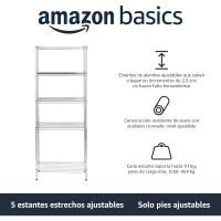 Unidad de Almacenamiento Estrecha de 5 Baldos con Estantes Ajustables en Altura y Patas - details 3