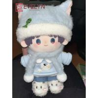 Evelyn-ropa para muñeca de 20cm, gorro de felpa azul, camiseta, pantalones, pantalones cortos, zapatos, traje Genshin Impact, juguete de peluche, ropa de vestir - details 0