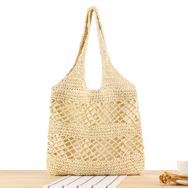Instagram-Cuerda de papel hueca tejida a hierba para ocio, hombro versátil de moda con bolsa de viaje de gran capacidad, novedad - 1