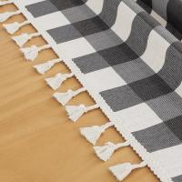 Mantel práctico de lino a cuadros, cubierta de mesa antiincrustante de estilo Pastoral con borlas, cubierta de escritorio impermeable para comedor - details 8