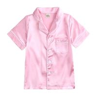 Pijamas para niños y niñas, Top de satén de seda, pantalón de manga larga, pijamas lisos con botones para bebés, conjunto de satén, camisón, ropa de dormir para niños - details 7