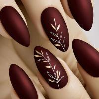 24 piezas de diseño dorado en forma de almendra francesa, uñas ovaladas simples, uñas postizas completamente cubiertas - details 11
