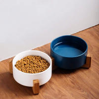 COTTECOTA-2 Piezas Cuenco de Ceramica Comedero y Bebedero para Perros y Gatos elevados Cuencos para Mascotas ceramica Pequeño y Grande Color Aleatorio Cuenco Elegante con Soporte Bambu Cuenco de Comida o Cuenco de Agua para Perros Pequeños y Medianos - details 7