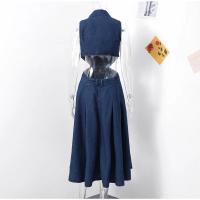 Vestido vaquero largo sin mangas para mujer, traje Sexy con abertura lateral, cuello vuelto, novedad de verano 2024 - details 3
