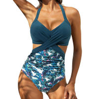 Traje de baño de una pieza para mujer, bañador para mujer en v, fruncido, traje de baño de una pieza, monokinis, natural, relleno - details 2
