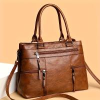 Elegante Bolso Cruzado para Mujer Alta Calidad, Múltiples Bolsillos, Correa Ajustable Cómoda, Cierre de Cremallera, Disponible en Café, Negro, Marrón Ligero, Khaki, Color Sólido, Bolso Casual - details 4