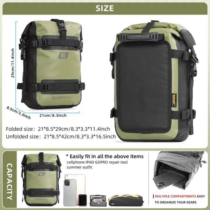 Rhinowalk-bolsa de parachoques para motocicleta, resistente al agua, barras de choque con marco de 6L, herramienta de reparación de parachoques, paquete de colocación, bolsa de equipaje para tanque de Motor - 1