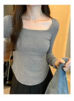 Camiseta ajustada de algodón para mujer, Top corto de manga larga, camiseta Sexy blanca Y2k para primavera y otoño - details 33