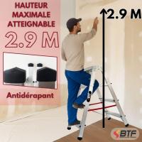 Escalera Tijera Plegable Doble Cara 5 Peldaños en Aluminio |   5+5 Plataforma H.110 cm |   Altura Alcanzable 3,1 Metros |   Certificada EN131 Capacidad Carga 150 kg. BTF-DDB05 - details 21