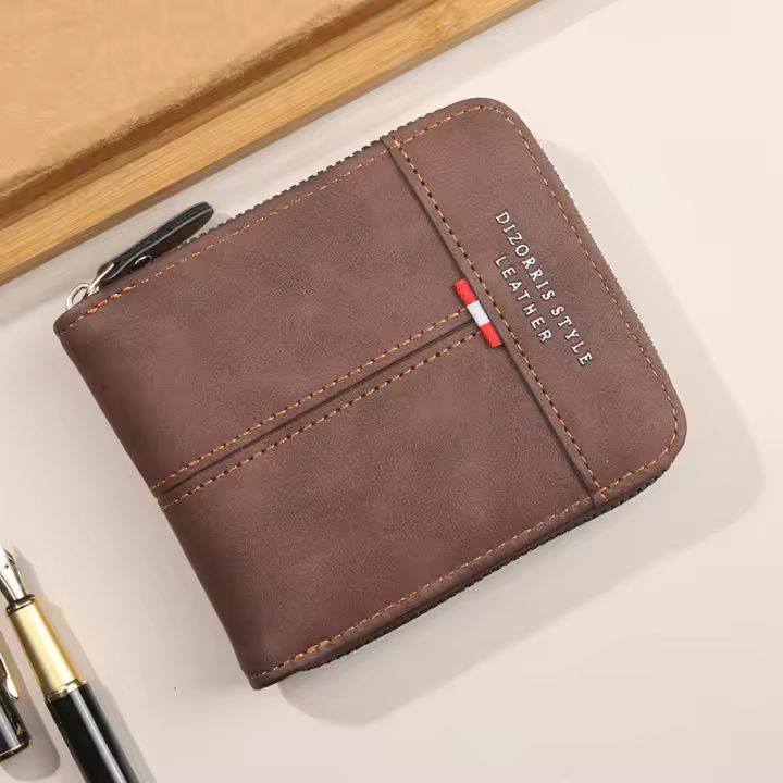Tarjetero minimalista con bloqueo Rfid para hombre, carteras para hombre, 2025, nuevo estilo, tarjetero informal de moda de color liso, cartera de moda para viajes diarios, viajes al trabajo - 1