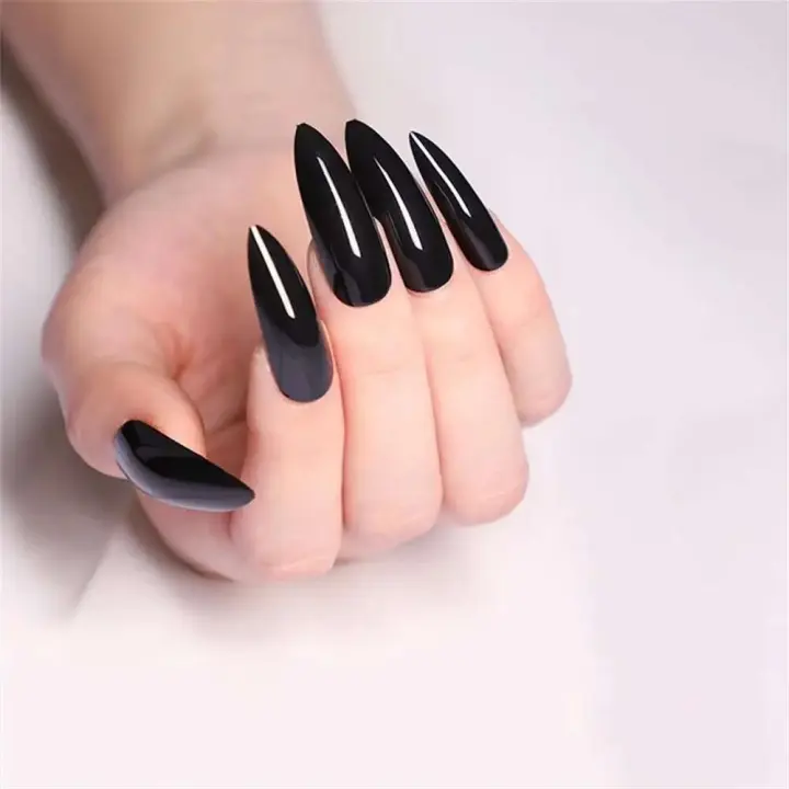 Uñas postizas artificiales portátiles de acrílico desmontable, juego completo, hermosas cerezas, almendras francesas, 24 piezas - 1
