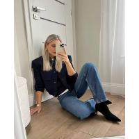 BUNO-Chaqueta Bomber de manga larga de Color liso para mujer, abrigo Vintage con cremallera a la moda, Tops, chaquetas básicas holgadas elegantes para mujer - details 3
