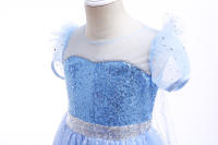 Vestido de princesa para niñas, disfraz de Elsa para Halloween, carnaval, fiesta de cumpleaños, tela azul - details 15