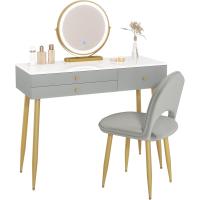 Regulable en 3 Niveles, Mesa Tocador con 3 Cajones, Escritorio Grande 100x40 cm, Silla Ajustable en Respaldo - details 1